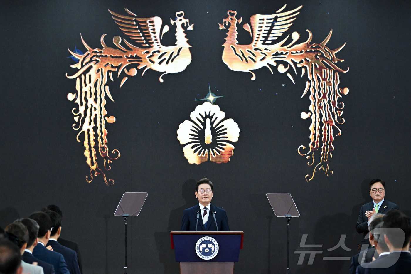 (서울=뉴스1) 국회사진기자단 = 이재명 대통령이 4일 서울 여의도 국회에서 제21대 대통령 취임사를 하고 있다. 2025.6.4/뉴스1