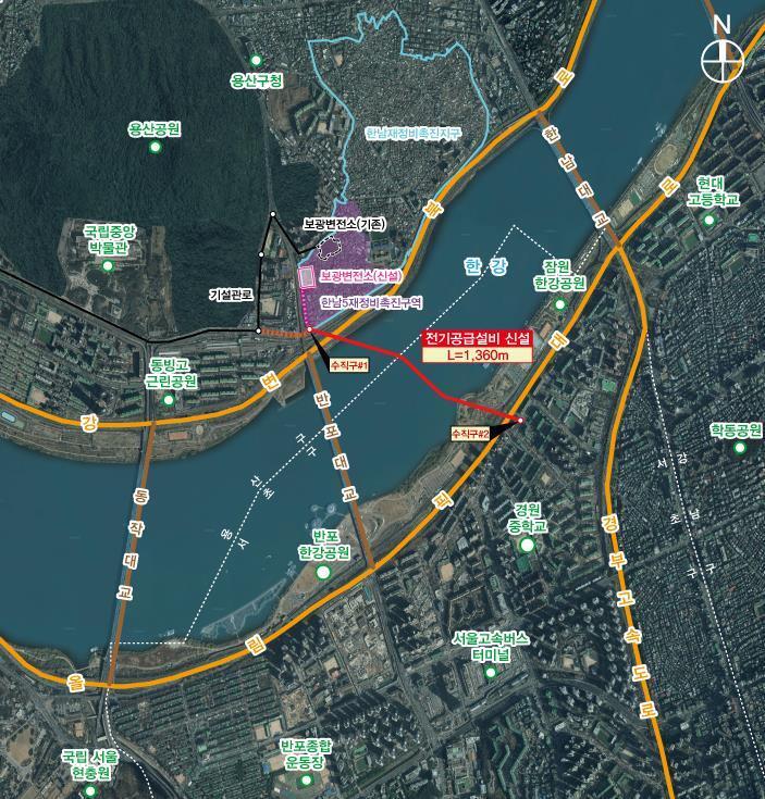 본문 이미지 - 송전선로 지하화 위치도(서울시 제공).