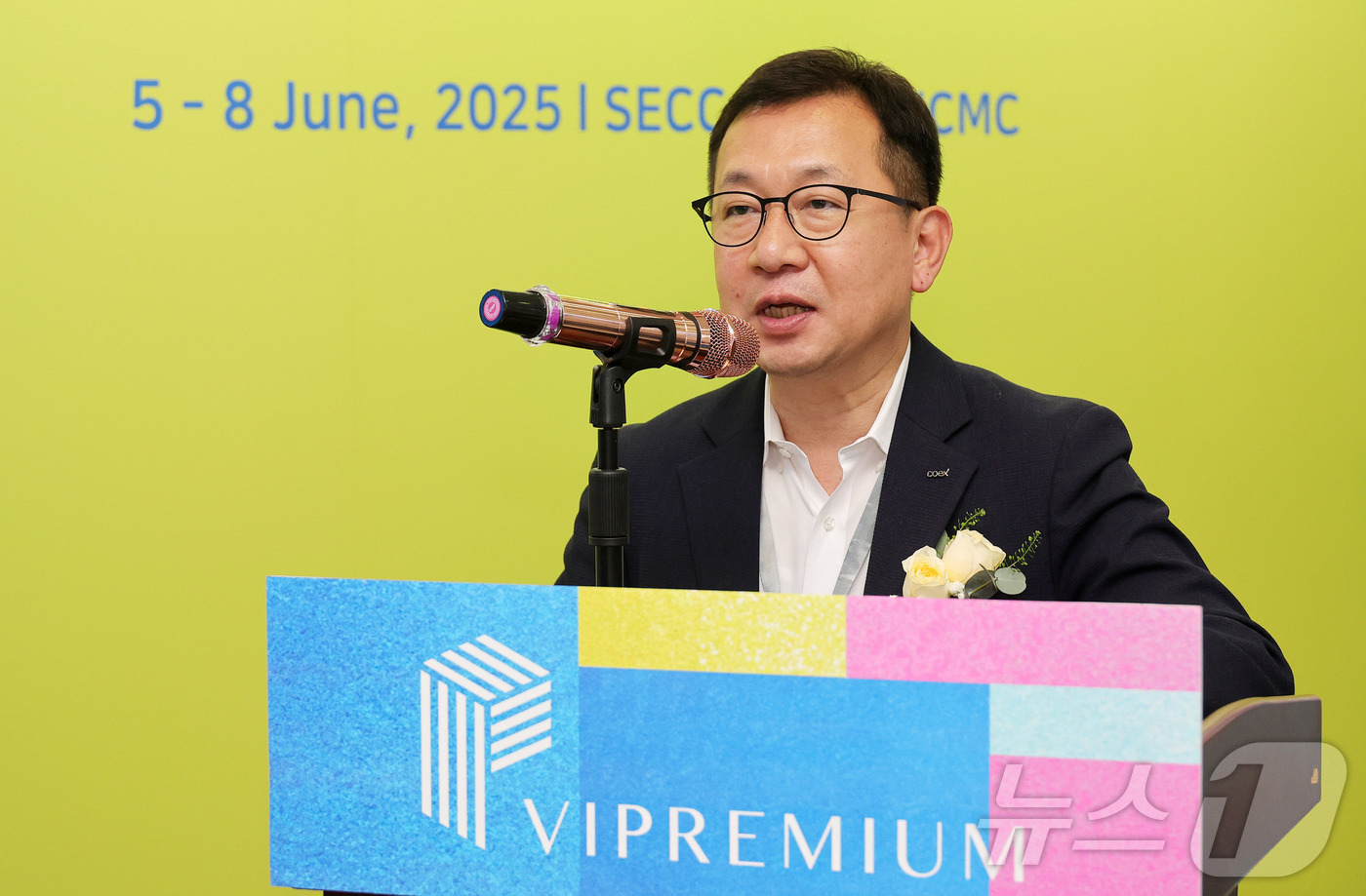(서울=뉴스1) 사진공동취재단 = 조상현 코엑스 사장이 5일 베트남 호치민 SECC전시장에서 한국무역협회 주관 코엑스 주최로 열린 2025 베트남 국제 프리미엄 소비재전(VIPRE …