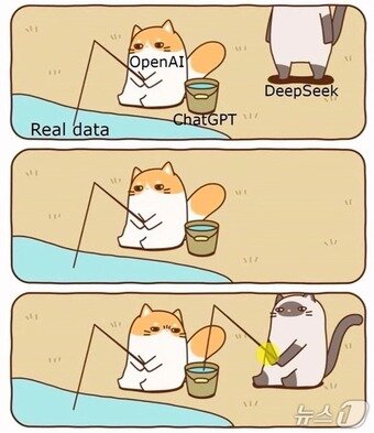 본문 이미지 - 딥시크-오픈AI 밈 만화(인터넷 커뮤니티 갈무리)