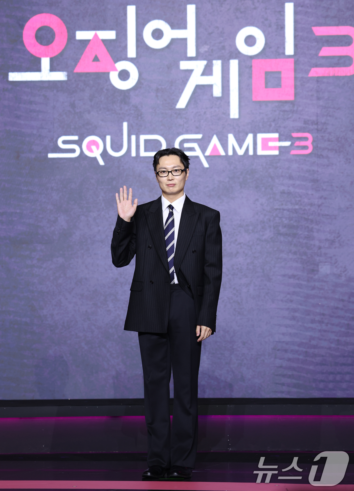 (서울=뉴스1) 권현진 기자 = 배우 노재원이 9일 서울 용산구 서울드래곤시티에서 열린 넷플릭스 시리즈 '오징어 게임' 시즌3 제작발표회에서 포즈를 취하고 있다.'오징어 게임' 시 …