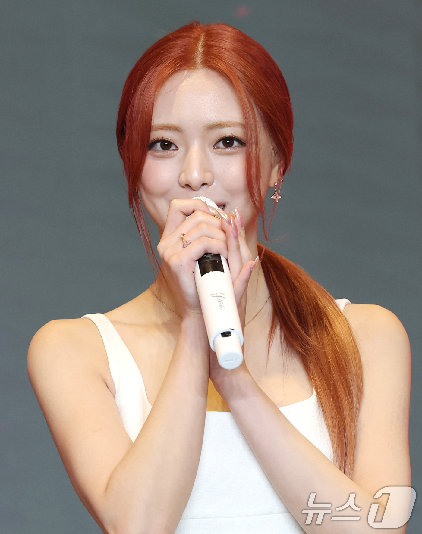 (서울=뉴스1) 권현진 기자 = 그룹 있지의 유나가 9일 서울 송파구 잠실로 소피텔 앰배서더 서울 호텔에서 열린 새 미니 앨범 'Girls Will Be Girls' 발매 기념 기 …