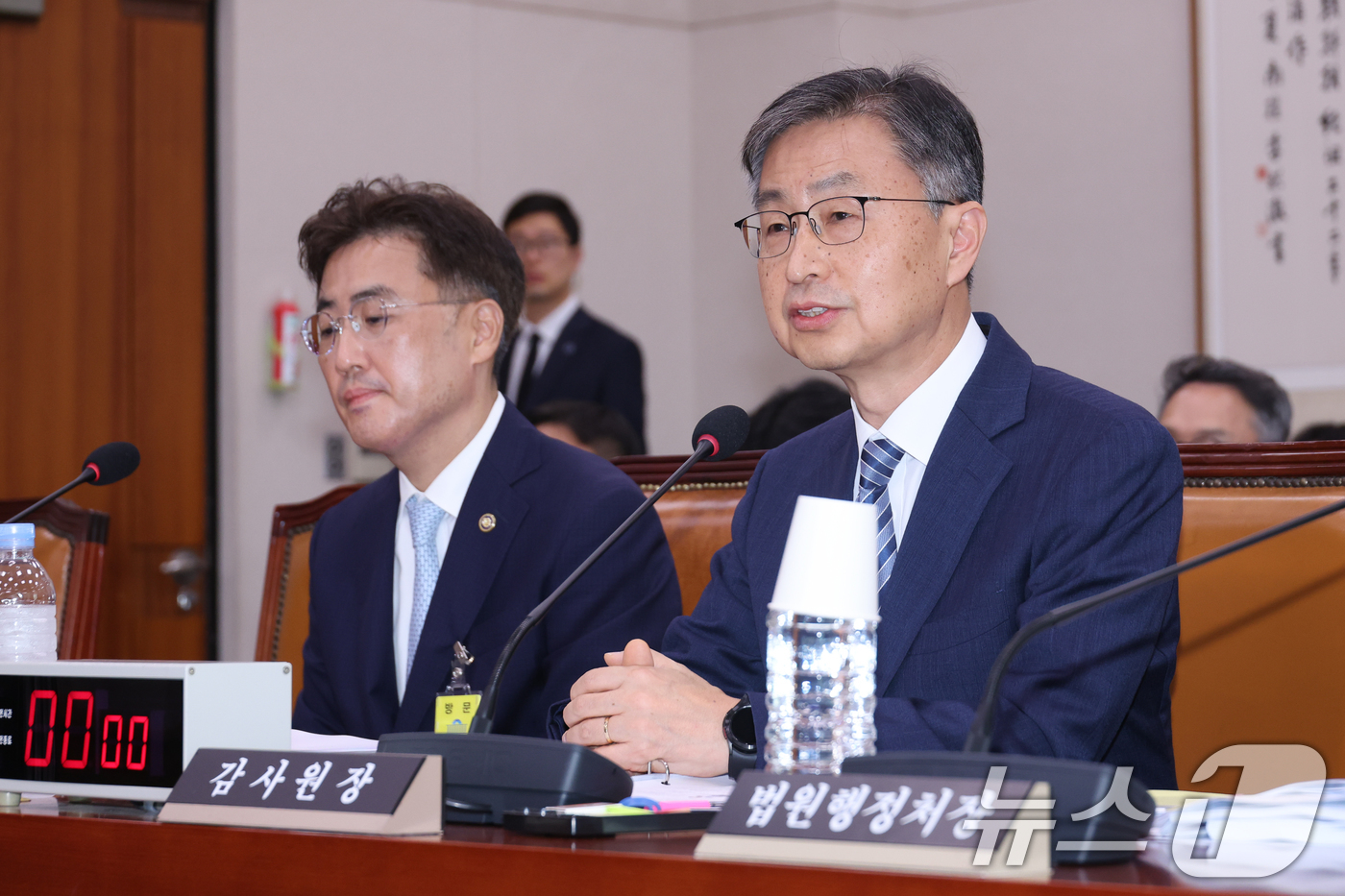 (서울=뉴스1) 안은나 기자 = 최재해 감사원장이 1일 서울 여의도 국회에서 열린 제426회국회(임시회) 법제사법위원회 제1차 전체회의에 출석해 의원 질의에 답하고 있다. 2025 …