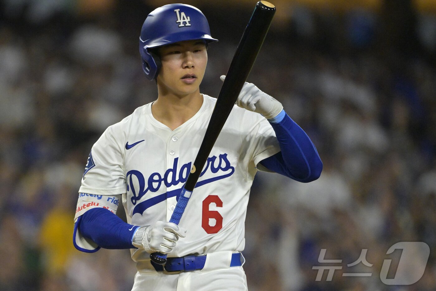본문 이미지 - LA 다저스 김혜성은 왼쪽 어깨 통증 때문에 타율이 0.304까지 떨어졌다. ⓒ 로이터=뉴스1