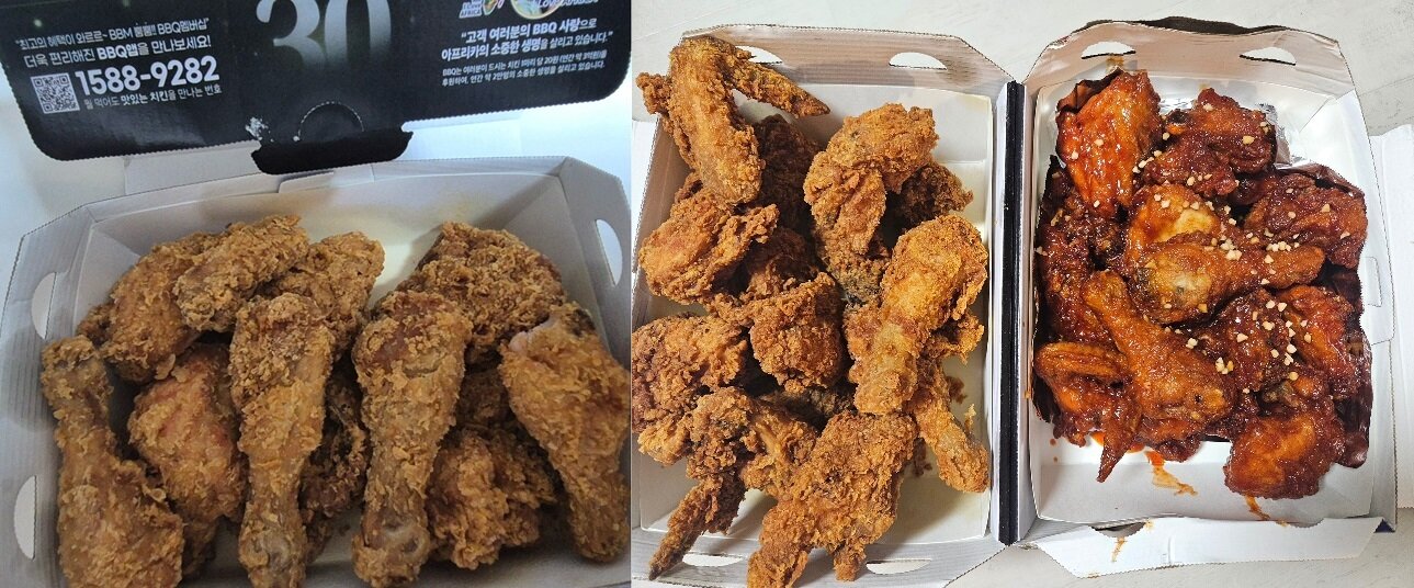 본문 이미지 -  &lt;뉴스1&gt; 산업 2부 기자들이 직접 주문한 BBQ 치킨.