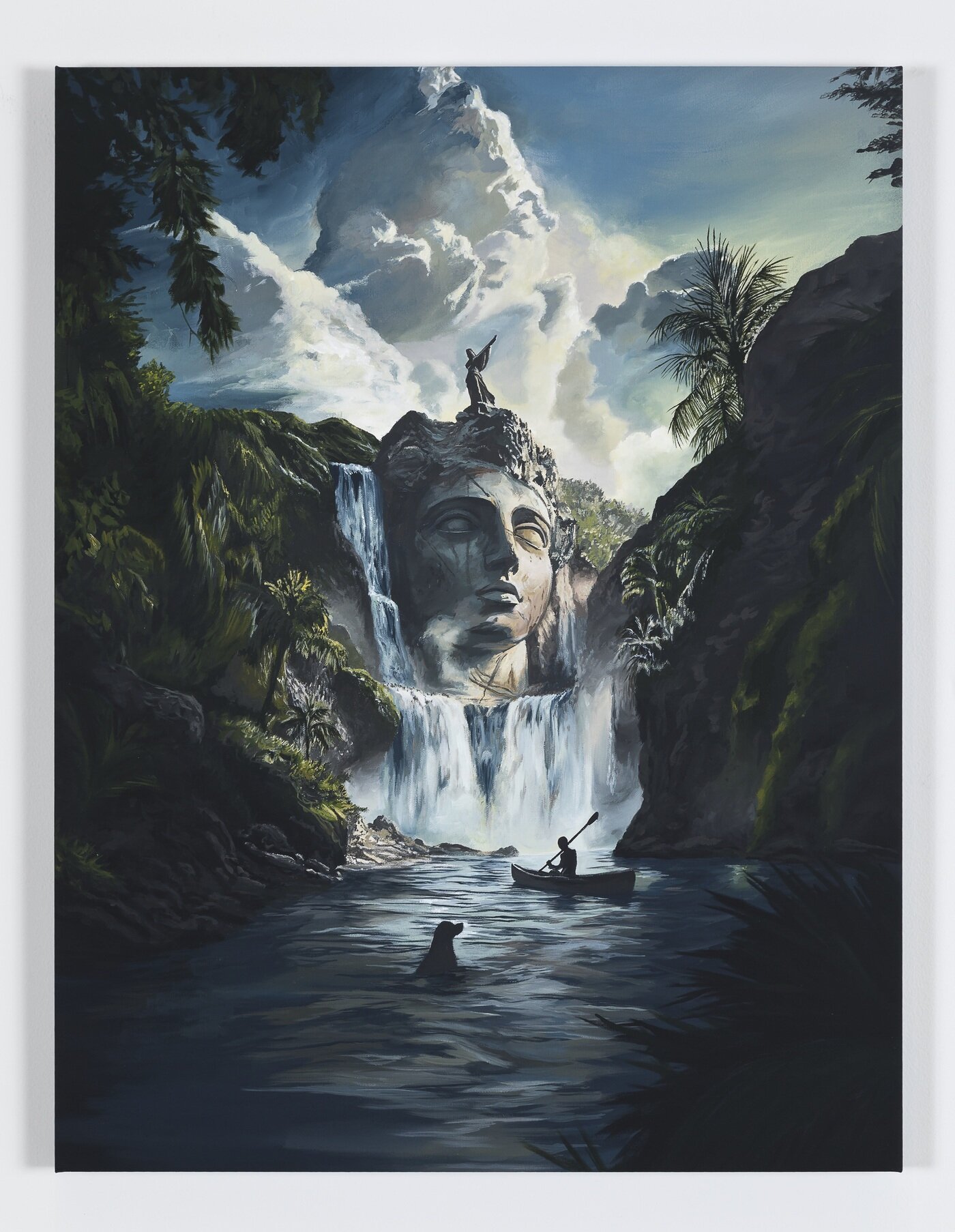 본문 이미지 - 다니엘 아샴, Daniel Arsham, The Wanderer and Their Dog, 2025, Acrylic on canvas,  76.2 &times; 58.4 &times; 5.1 cm. Courtesy of the artist and Perrotin (페로탕 서울 제공)