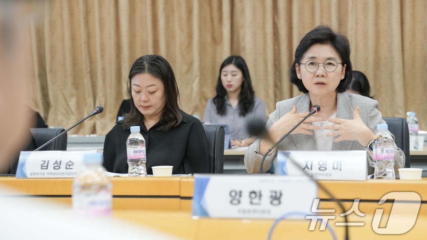 (서울=뉴스1) = 지영미 질병관리청장이 11일 경기 고양시 국립암센터를 방문해 인사말을 하고 있다. (질병관리청 제공. 재판매 및 DB 금지) 2025.7.11/뉴스1