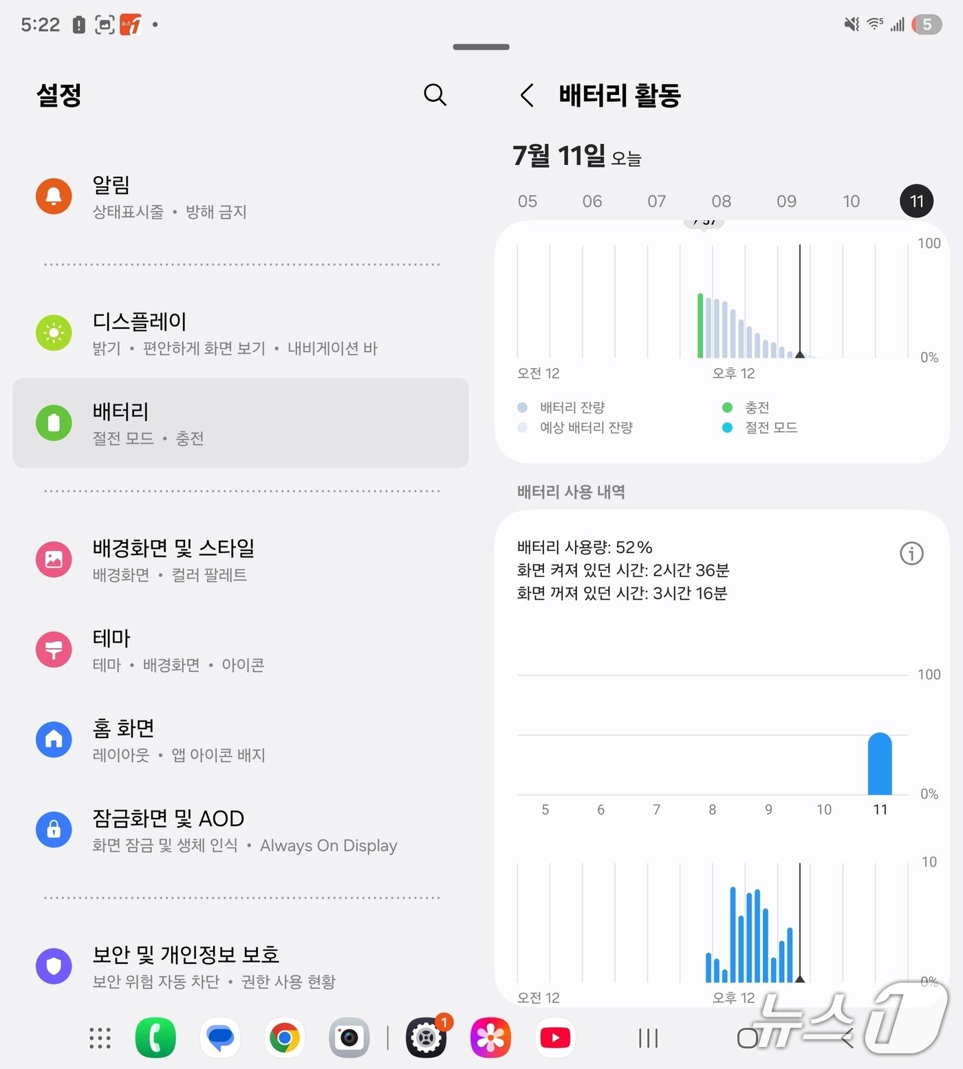 본문 이미지 - 갤럭시Z 폴드7 배터리 소모 내역./뉴스1 ⓒ News1 윤주영 기자