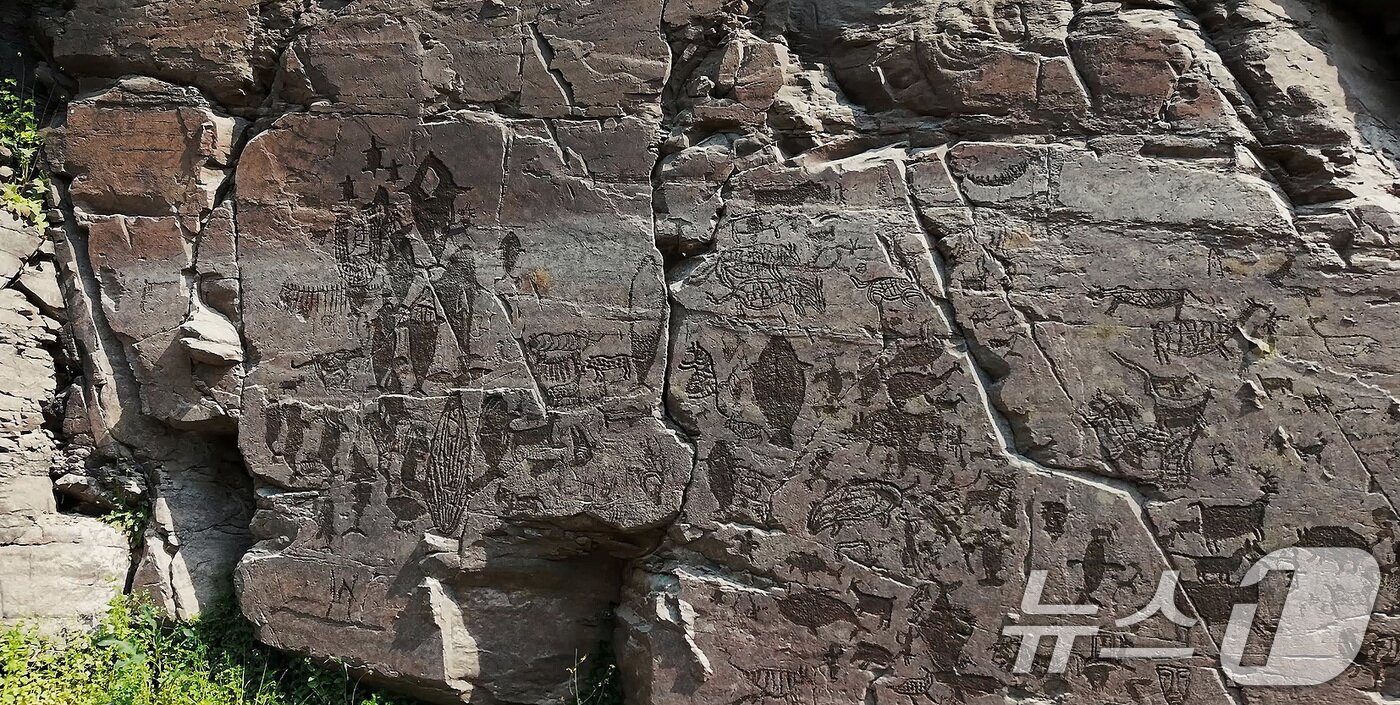 본문 이미지 - 12일&#40;한국시간&#41; 제47차 유네스코 세계유산위원회에서 선사시대 생활문화를 엿볼 수 있는 바위그림인 &#39;반구천의 암각화&#39;를 세계유산 목록에 등재하기로 결정했다. 사진은 울주 대곡리 반구대 암각화의 모습. &#40;국가유산청 제공. 재판매 및 DB금지&#41; 2025.7.12/뉴스1