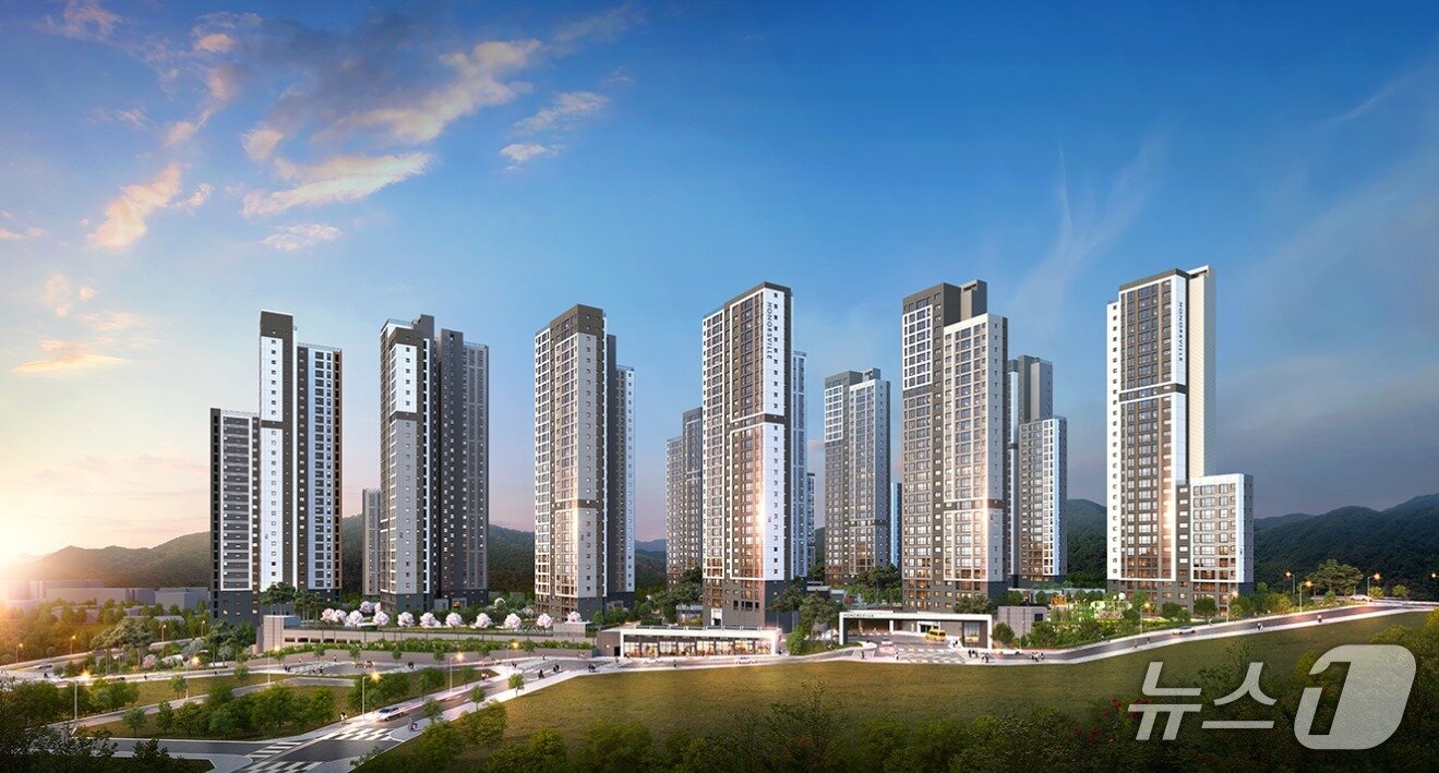 본문 이미지 - &#39;클러스터용인 경남아너스빌&#39; 아파트 단지 투시도.&#40;업체측 제공&#41;