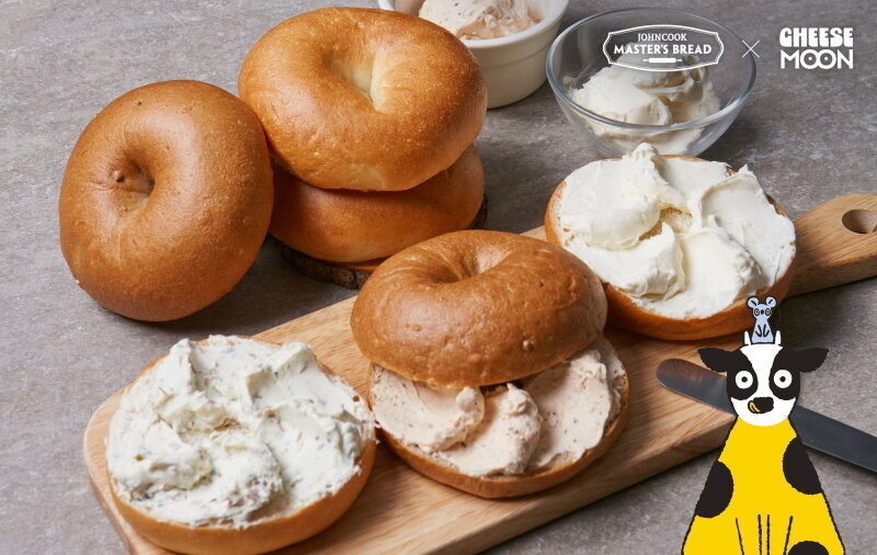 본문 이미지 - 간편하게 즐기는 홈 브런치, '존쿡 마스터의 쌀 베이글&치즈문 크림치즈 세트' / 사진 제공=에쓰푸드
