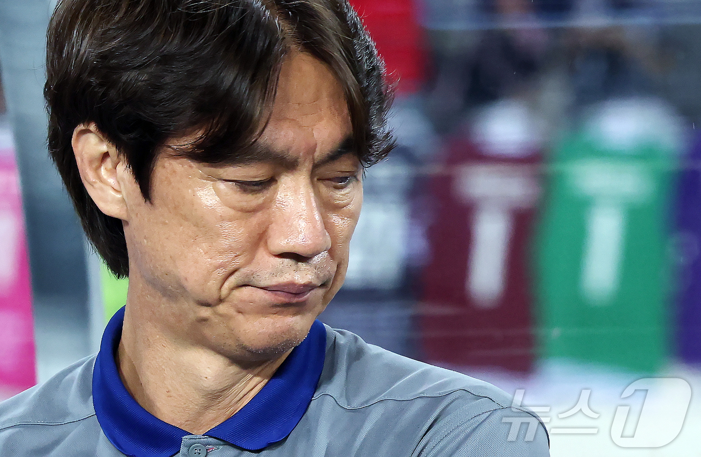 (용인=뉴스1) 김영운 기자 = 홍명보 대한민국 축구 국가대표팀 감독이 15일 오후 경기 용인시 처인구 용인미르스타디움에서 열린 2025 동아시아축구연맹(EAFF) E-1 챔피언십 …