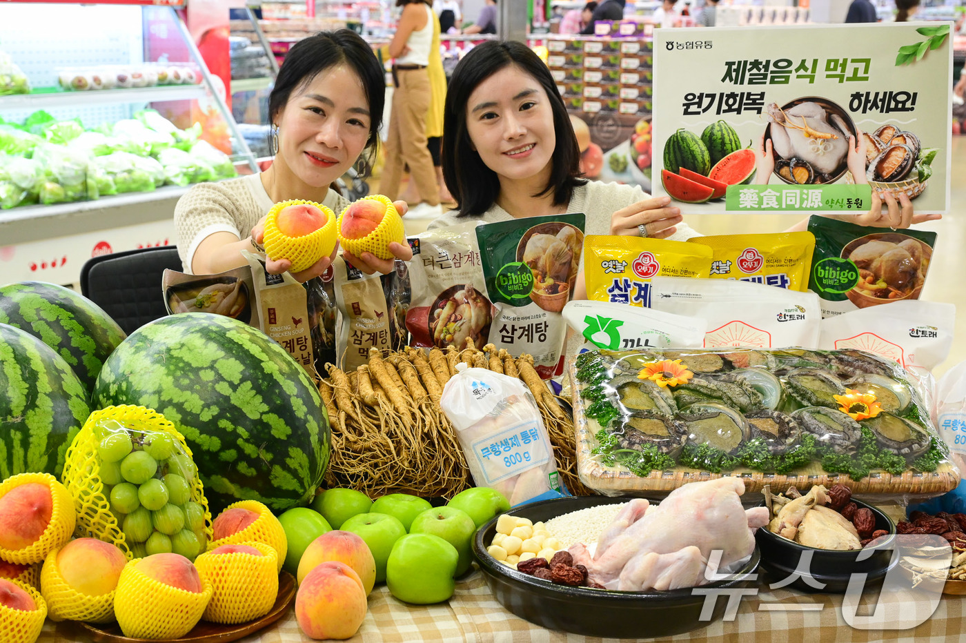 (서울=뉴스1) = 농협유통은 초복을 맞아 오는 17일부터 농축산물한인쿠폰과 제휴 행사 카드 혜택이 더해진 보양식 여름 할인 행사를 시작한다고 16일 밝혔다.16일 서울 서초구 농 …