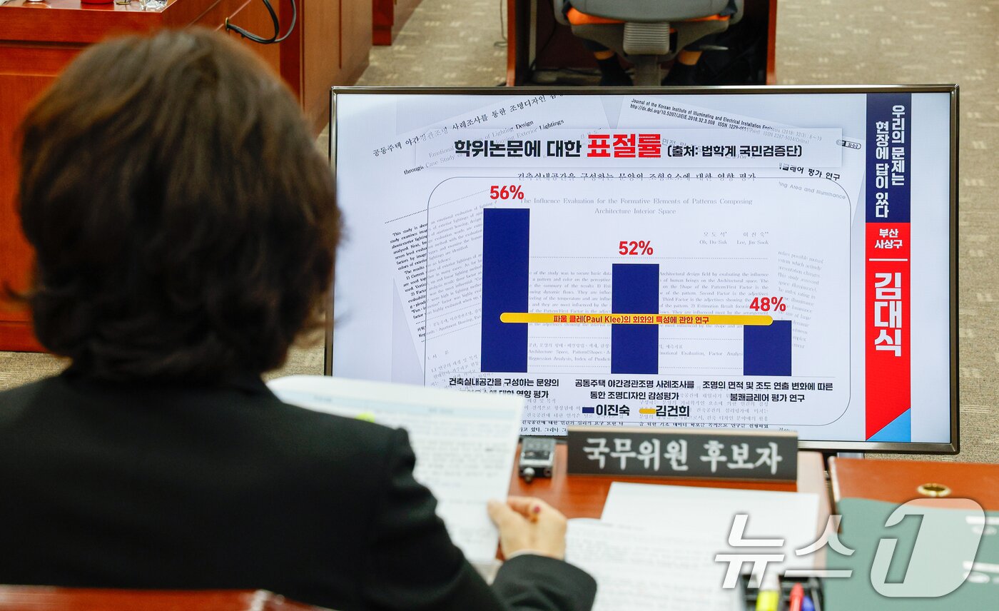 본문 이미지 - 이진숙 사회부총리 겸 교육부 장관 후보자가 16일 오전 서울 여의도 국회 교육위원회에서 열린 인사청문회에 출석해 김대식 국민의힘 의원 질의를 듣고 있다. 2025.7.16/뉴스1 ⓒ News1 안은나 기자