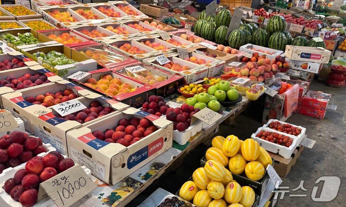 본문 이미지 - 16일 울산농수산물 소매동 청과 코너 모습..2025.7.16/뉴스1 ⓒNews1 김지혜 기자