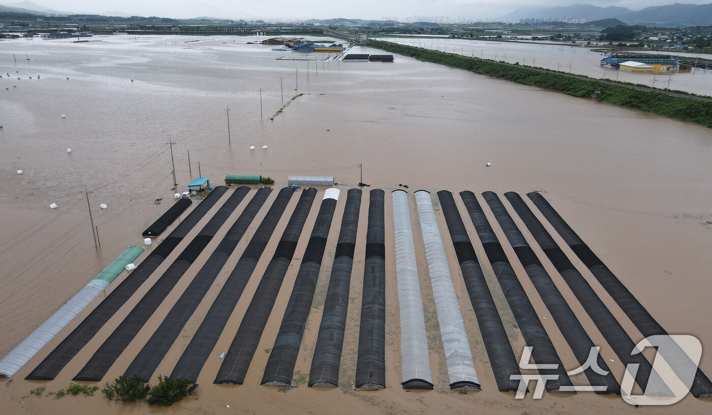 본문 이미지 - 17일 충남 예산군 고덕면 일대가 집중호우에 침수돼 있다. 2025.7.17/뉴스1 ⓒ News1 김기태 기자