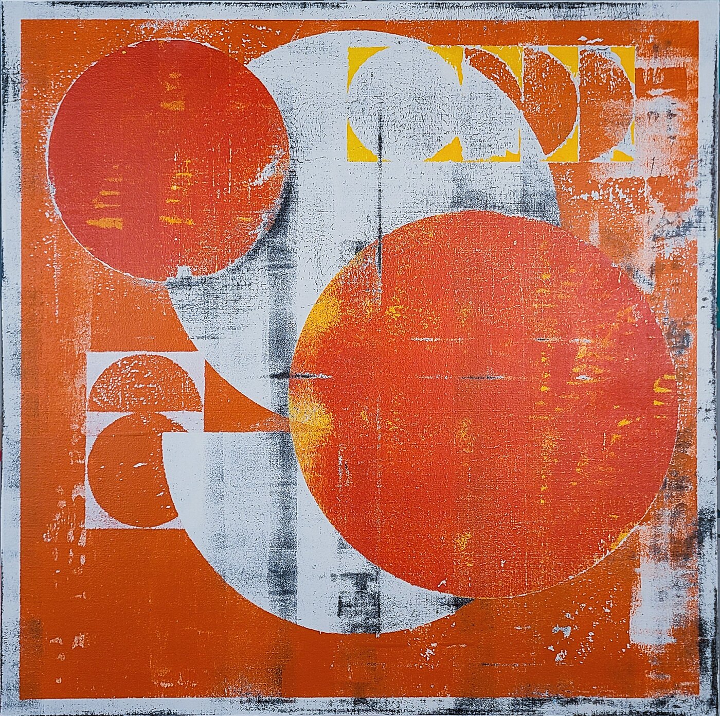 본문 이미지 - 김지훈, Dancingline-Sunlight250503_75x75cm_광목천에 먹과 수성페인트_2025 (금산갤러리 제공)