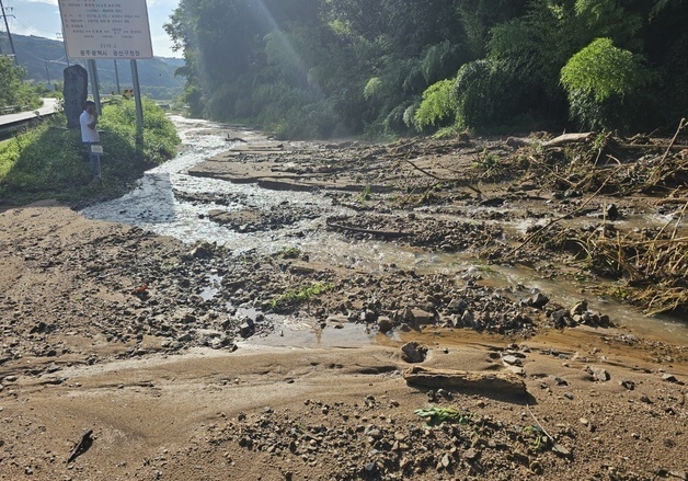 폭우에 도로 뒤덮은 토사