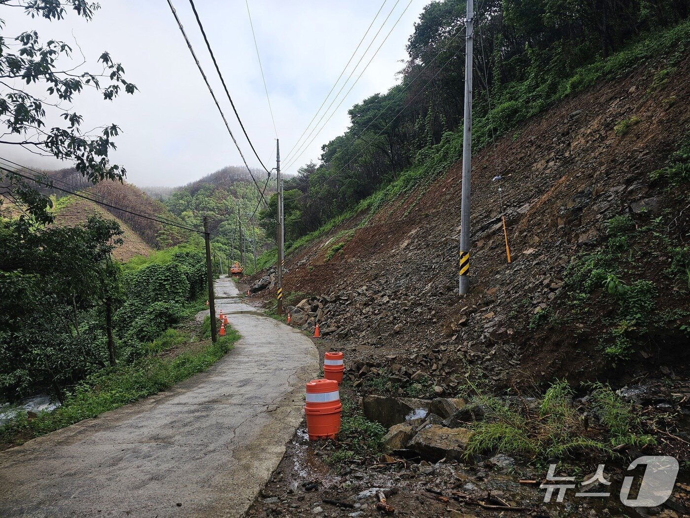 본문 이미지 - 산청군 유점마을에 산불 피해 복구 작업이 진행 중이다. 2025.7.18/뉴스1 한송학기자