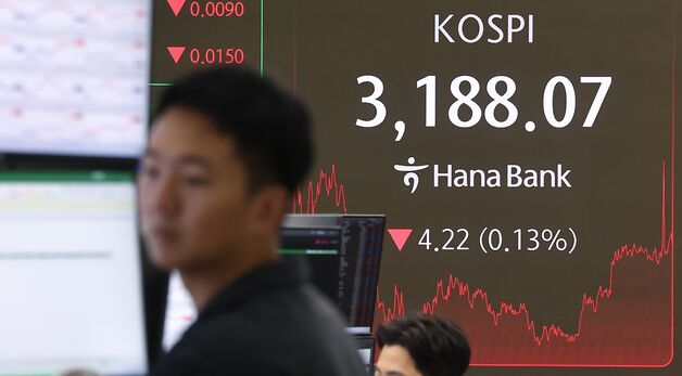 코스피, 0.13% 내린 3188선 마감