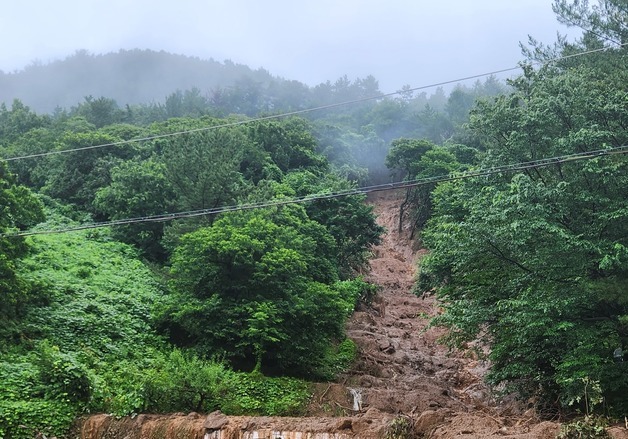 쏟아지는 흙탕물