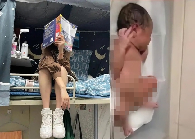 시험 기간 기숙사 침대서 4.5㎏ 거대아 낳은 여대생 