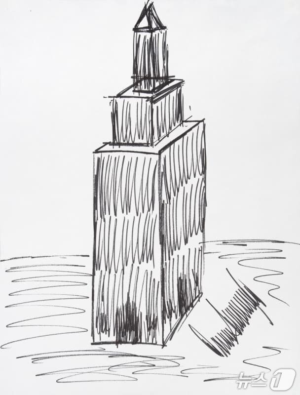 본문 이미지 - 트럼프가 그린 뉴욕 엠파이어 스테이트 빌딩. <출처=줄리언스 옥션>