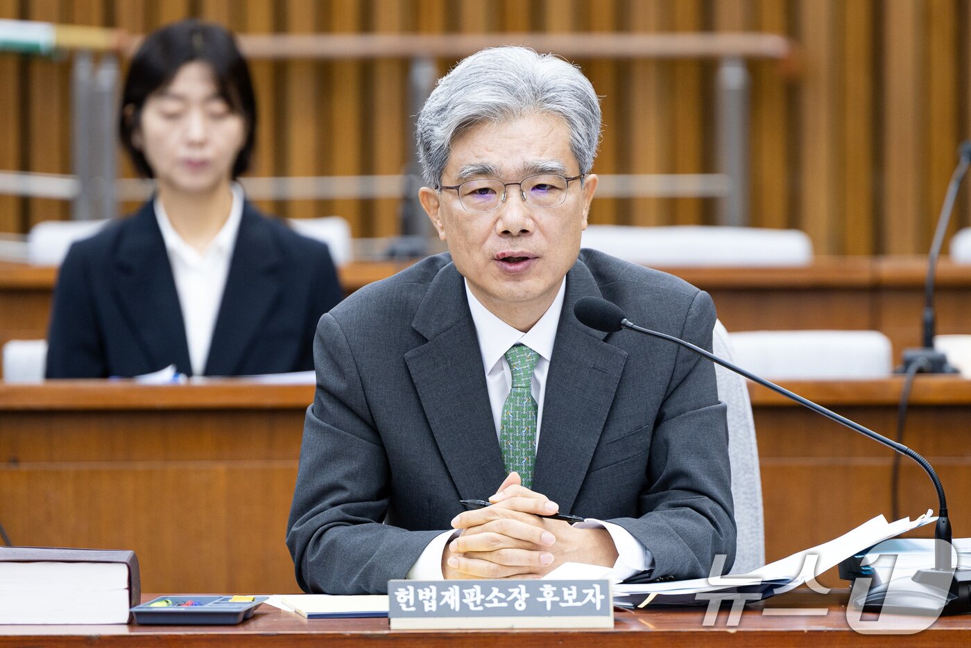 본문 이미지 - 김상환 헌법재판소장 후보자가 21일 서울 여의도 국회 헌법재판소 재판관후보자를 겸하는 헌재소장 임명동의에 관한 인사청문특별위원회에서 열린 인사청문회에서 의원 질의에 답하고 있다. 2025.7.21/뉴스1 ⓒ News1 유승관 기자