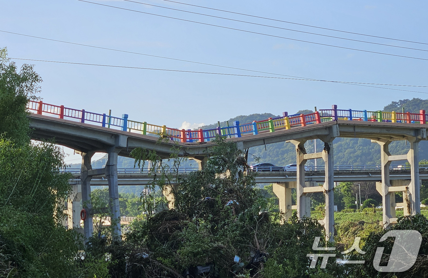 (울산=뉴스1) 조민주 기자 = 21일 울산 남구 무거동과 중구 다운동을 연결하는 구 삼호교 일부 구간이 아래로 내려 앉아 있다.구 삼호교는 울산 최초의 근대식 철근 콘크리트 교량 …