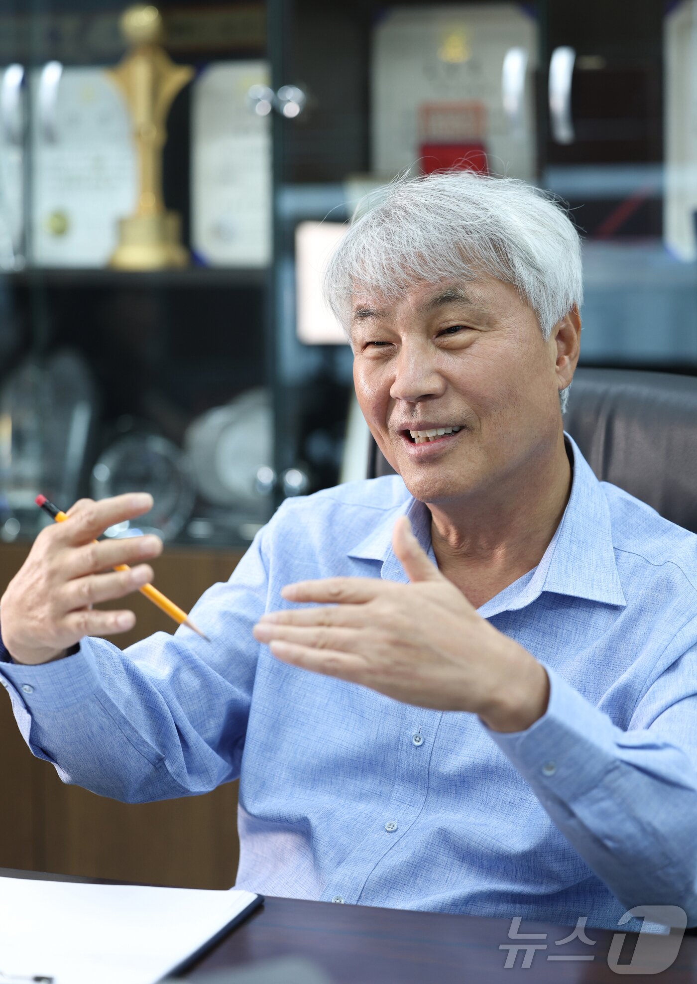 본문 이미지 - 석창규 웹케시 회장이 18일 오전 서울 영등포구 knk디지털타워에서 뉴스1과의 인터뷰를 하고 있다. ⓒ News1 권현진 기자