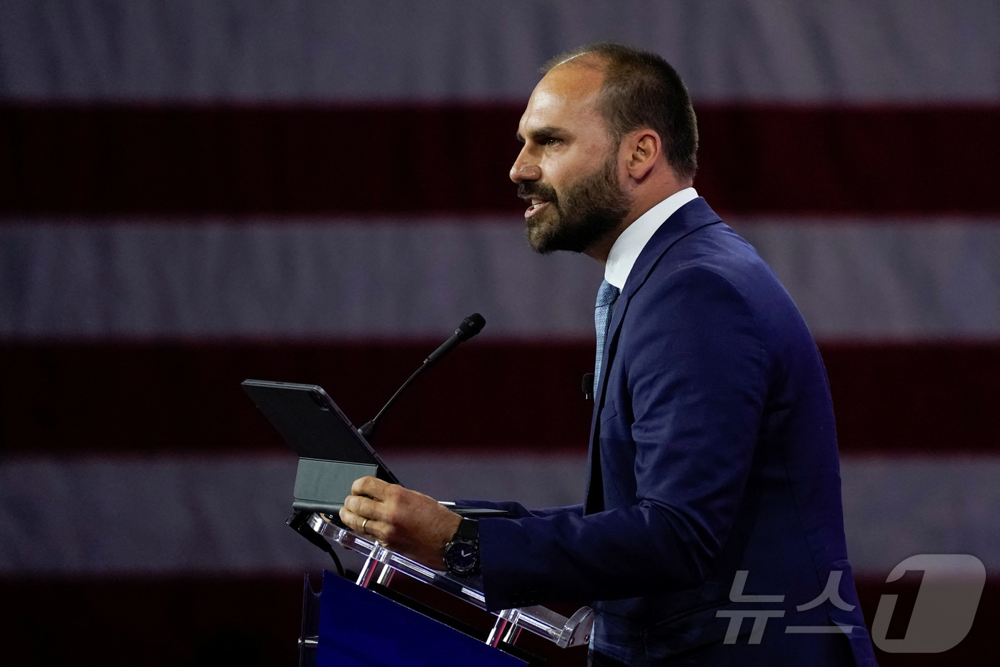 (메릴랜드 로이터=뉴스1) 윤다정 기자 = 2024년 2월 24일(현지시간) 미국 메릴랜드주 내셔널 하버에서 열린 보수 정치 행동 회의(CPAC) 연례 회의에서 자이르 보우소나루 …