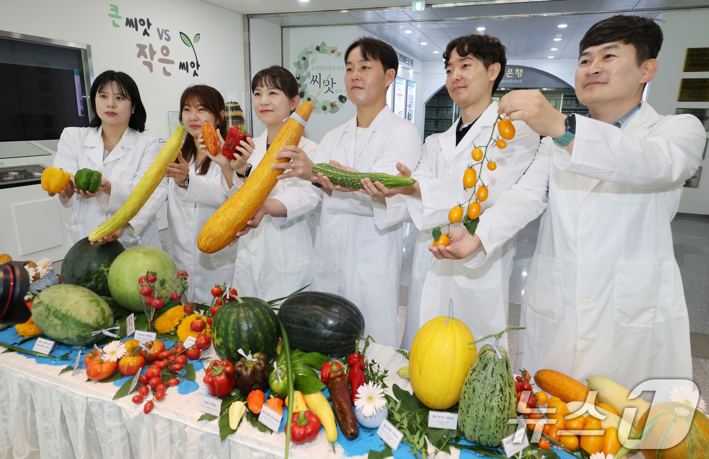 (전주=뉴스1) 유경석 기자 = 23일 전북 전주시 농촌진흥청 농업유전자원센터에서 열린 2025 원예자원 현장평가회에서 연구원들이 수요자와 함께 선발한 우수 유전자원을 선보이고 있 …