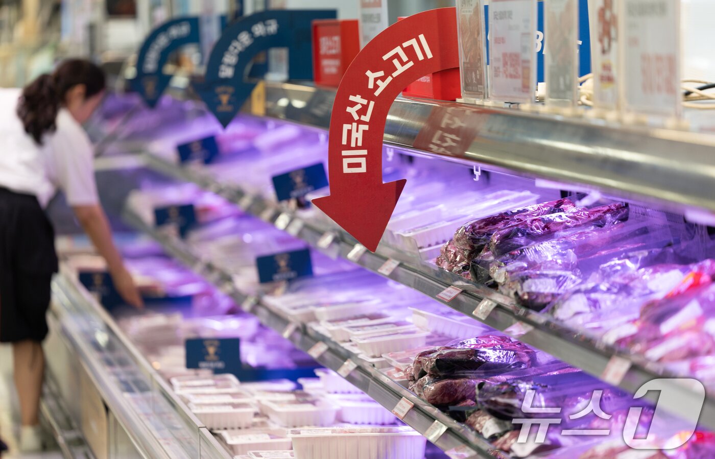 본문 이미지 - 서울 시내의 한 대형마트에 진열된 미국산 소고기 2025.7.23/뉴스1 ⓒ News1 이승배 기자
