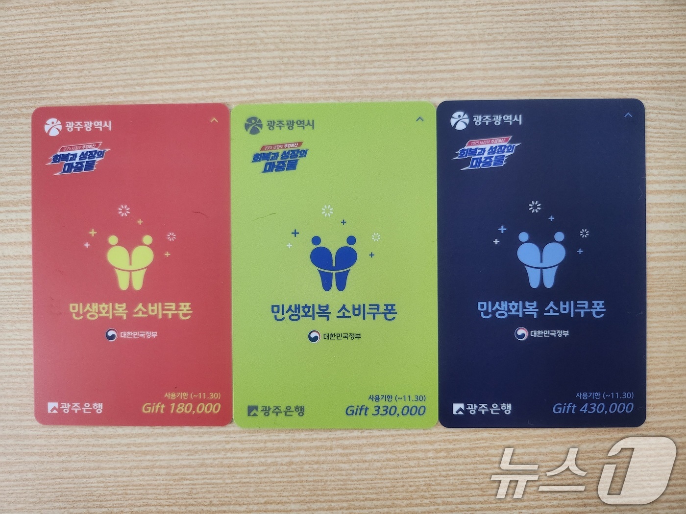 (광주=뉴스1) = 광주시가 전 국민에 지급되는 민생회복 소비쿠폰 선불카드의 액수별로 '카드 색상'을 다르게 배부해 논란이 일고 있다. 이재명 대통령은 23일 '소비쿠폰 색깔 차별 …