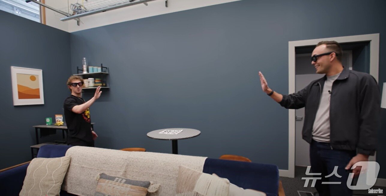 Screenshot of Meta CEO Mark Zuckerberg demonstrating AR glasses + wristband in September 2024
