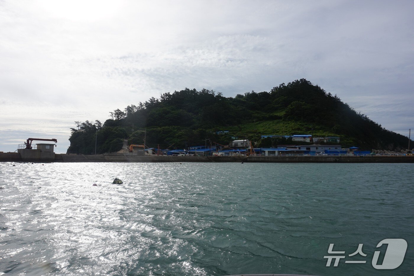 본문 이미지 - 청등도. 주민들의 임시 거주지가 선착장을 따라 마을처럼 형성돼 있다.  2025.7.25/뉴스1 ⓒ News1 조영석 기자 