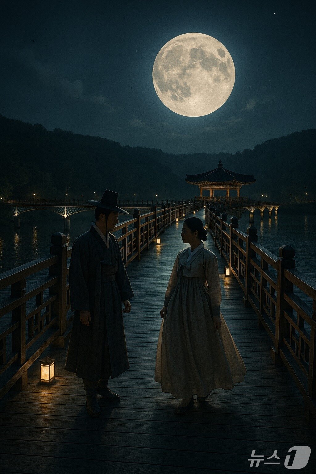 본문 이미지 - 월영야행 속 월영교 조선시대  AI 이미지 생성 (재판매 및 DB 금지)2025.7.29/뉴스1 신성훈기자