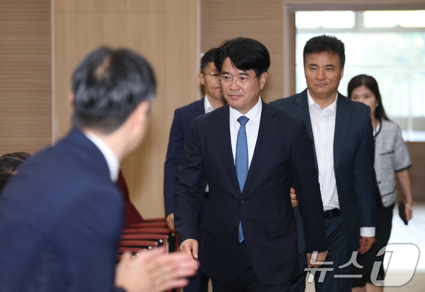 (수원=뉴스1) 김영운 기자 = 박재억 신임 수원고등검찰청 검사장이 29일 오전 경기 수원시 영통구 수원검찰청사에서 열린 취임식에 참석하고 있다. 2025.7.29/뉴스1