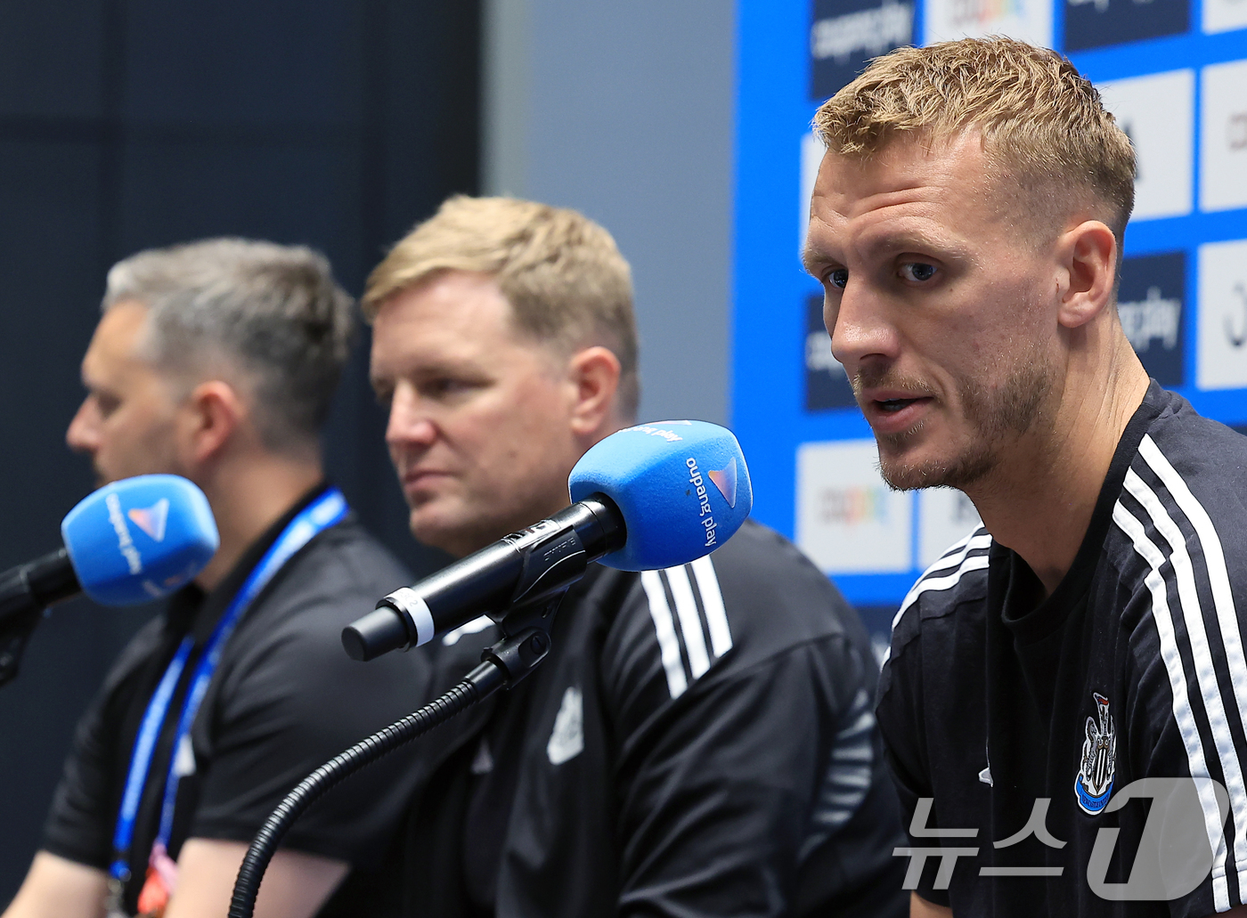 (서울=뉴스1) 박정호 기자 = 뉴캐슬 댄 번 선수가 29일 오후 서울 여의도 IFC TWO The Forum에서 열린  2025 쿠팡플레이 시리즈 뉴캐슬 프리 기자회견에서 취재진 …