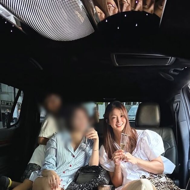 '둘째 임신' 이시영, 미국서 리무진 타고 논알코올 샴페인 파티