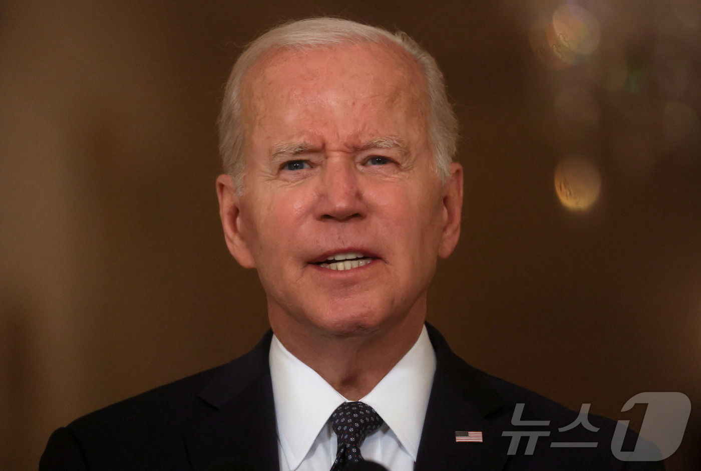 (워싱턴DC 로이터=뉴스1) 윤다정 기자 = 2022년 6월 2일(현지시간) 조 바이든 당시 미국 대통령이 워싱턴DC 백악관에서 총기 폭력에 대한 프라임타임 대국민 연설을 하고 있 …