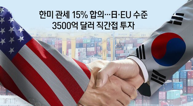 [오늘의 그래픽] 한미 관세 15% 합의 '日·EU 수준'…3500억 달러 대미 투자