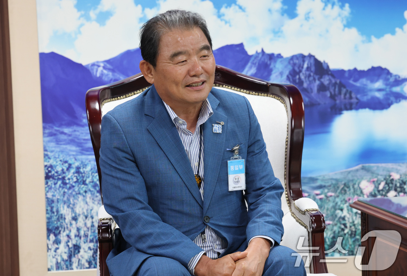 (서울=뉴스1) 임세영 기자 = 조경주 개성공단기업협회장이 31일 서울 종로구 정부서울청사에서 정동영 통일부 장관과의 면담에서 발언을 하고 있다. 2025.7.31/뉴스1