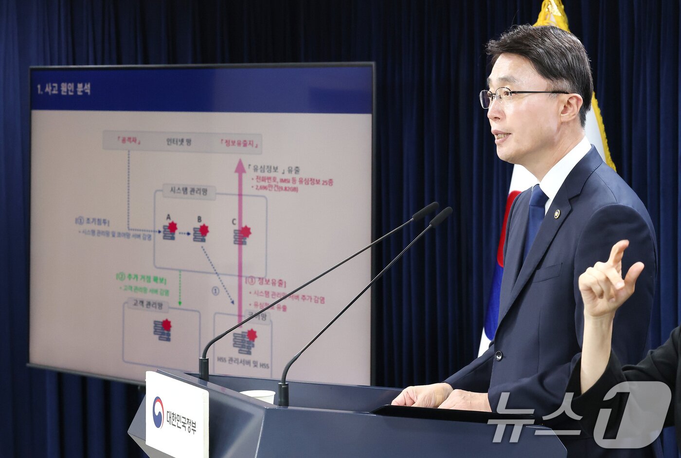 본문 이미지 - 류제명 과학기술정보통신부 제2차관이 4일 서울 종로구 정부서울청사에서 SK텔레콤 침해사고 최종 조사결과를 발표하고 있다. 2025.7.4/뉴스1 ⓒ News1 임세영 기자