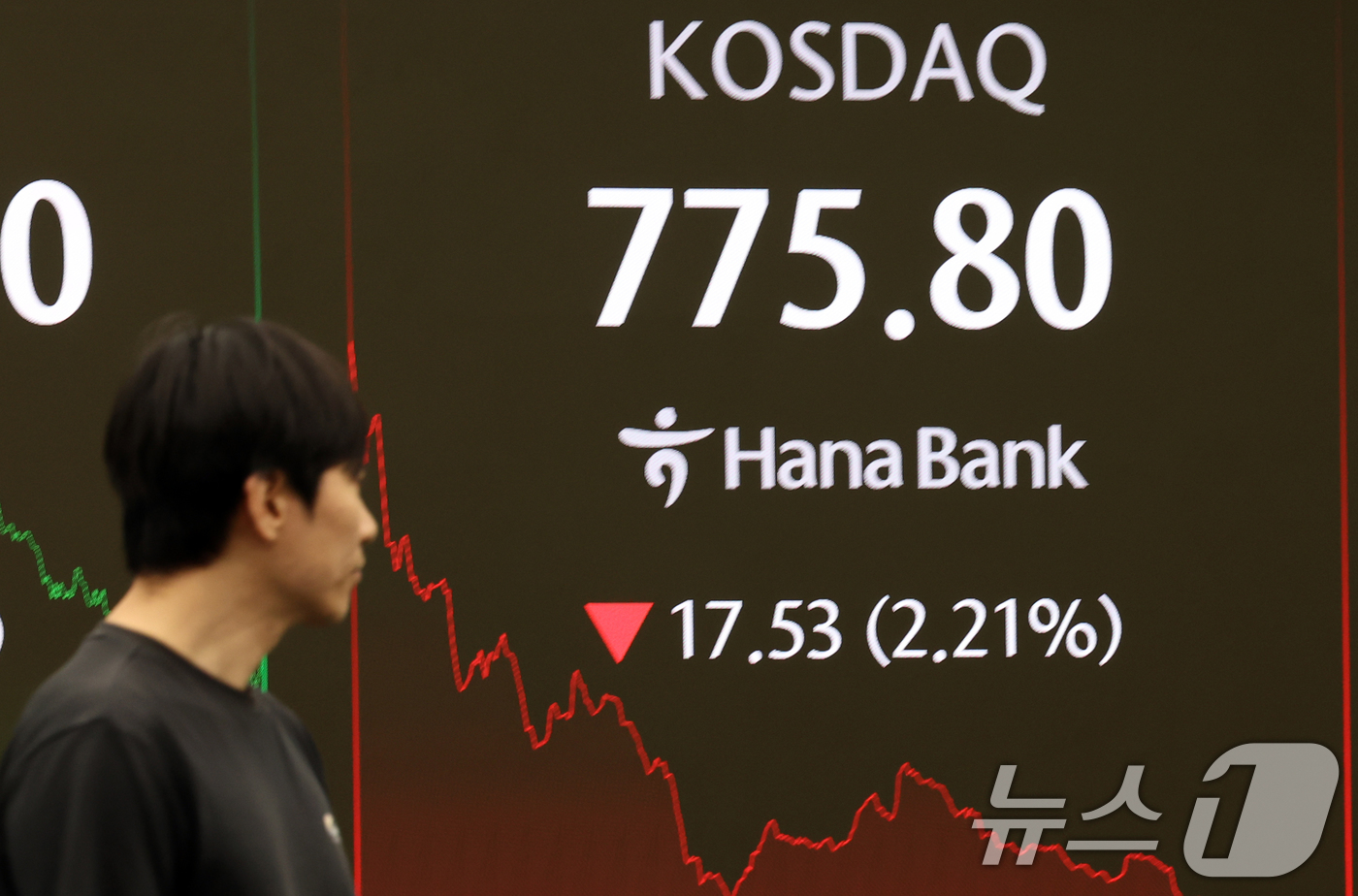 (서울=뉴스1) 김명섭 기자 = 4일 오후 서울 중구 하나은행 딜링룸에 증시 종가가 표시되고 있다. 이날 코스피는 전 거래일 대비 61.99P(1.99%) 내린 3,054.28로, …