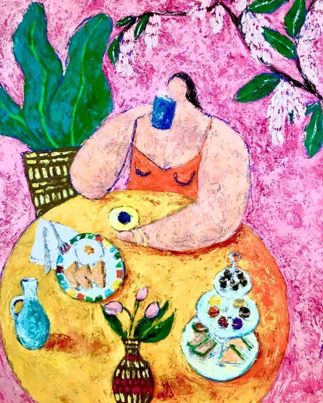 본문 이미지 - 감성회화 작가 로사.C 최미진 작가의 작품 '오늘은 뭐해_브런치' 2019 (KOTE 갤러리 제)