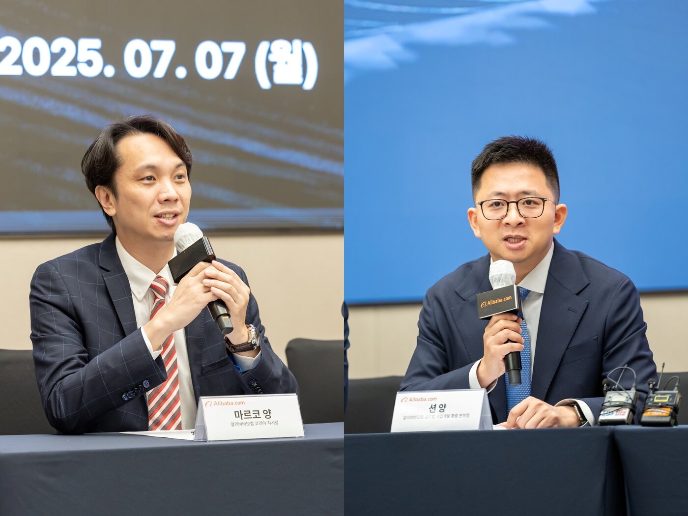 본문 이미지 - 알리바바닷컴 마르코 양(Marco Yang) 코리아 지사장(왼쪽)과 션 양(Shawn Yang) 글로벌 사업개발 총괄 본부장.(알리바바닷컴 제공). 