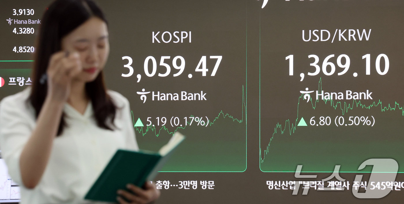 (서울=뉴스1) 이동해 기자 = 7일 오후 서울 중구 하나은행 본점 딜링룸 전광판에 코스피 종가 현황이 표시돼 있다.이날 코스피는 전 거래일 종가와 비교해 5.19포인트(p)(0. …