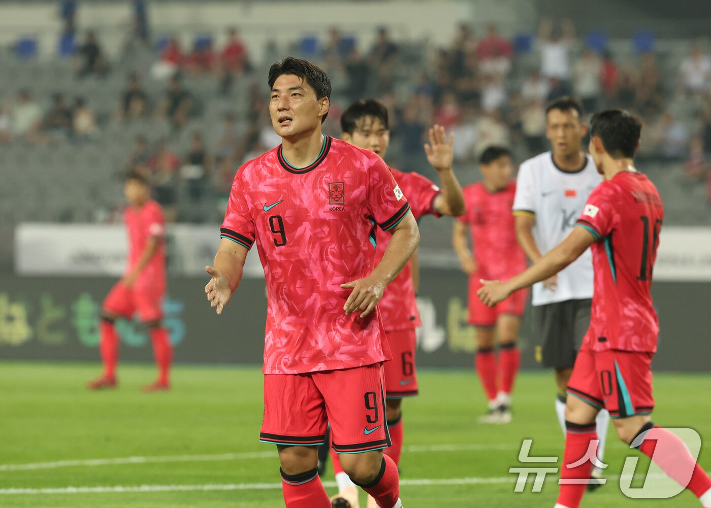 본문 이미지 - 동아시안컵에서 득점한 주민규. 2025.7.7/뉴스1 ⓒ News1 김영운 기자