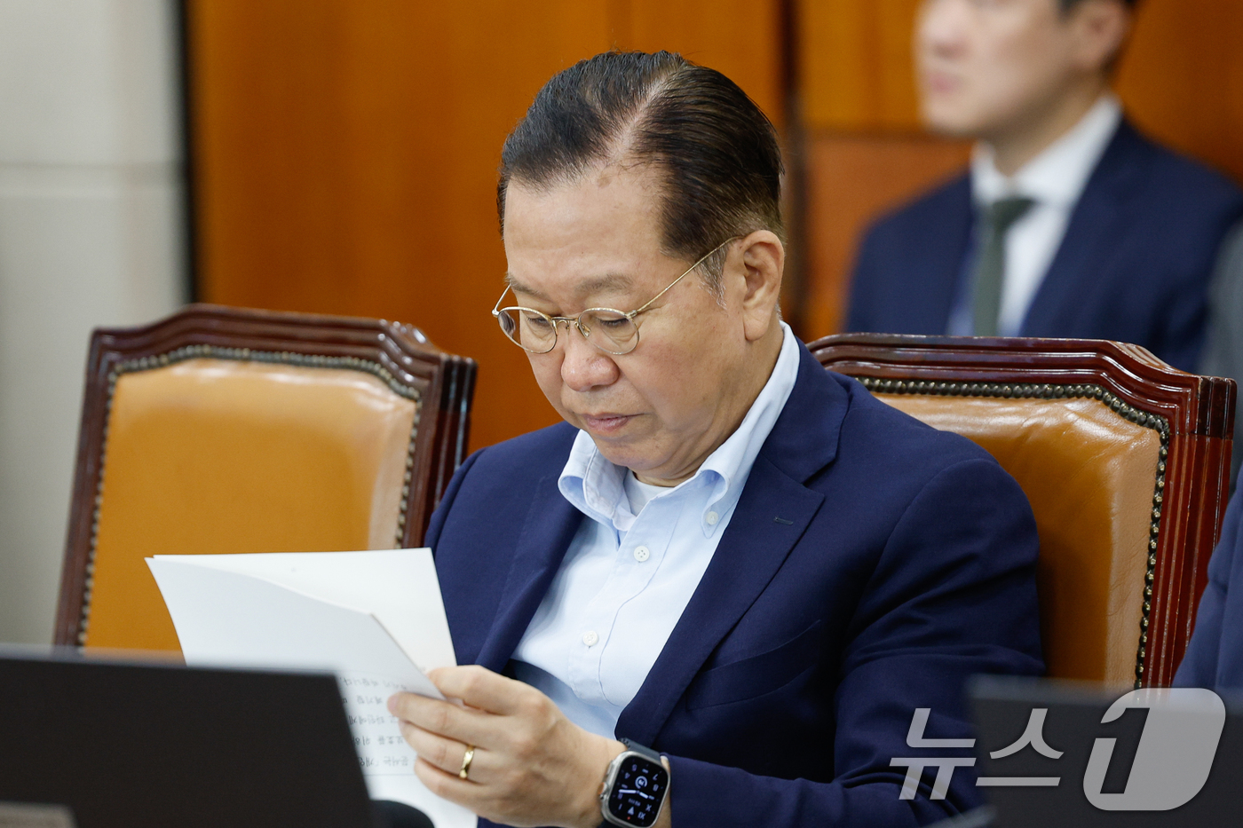 (서울=뉴스1) 안은나 기자 = 권영세 국민의힘 의원이 9일 오전 서울 여의도 국회에서 열린 제427회국회(임시회) 기획재정위원회 제1차 전체회의에 자리하고 있다. 2025.7.9 …